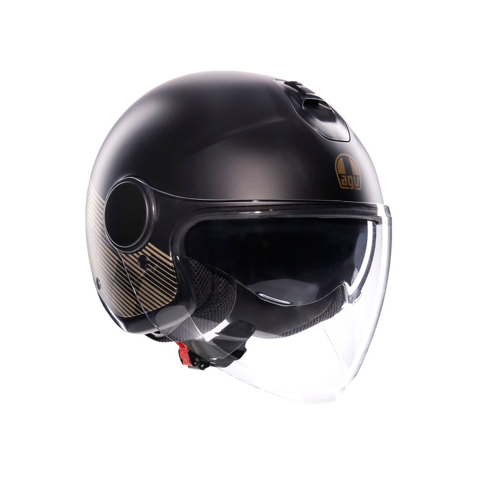 ETERES PONZA MATT BLACK/GOLD - MOTORBIKE OPEN FACE HELMET E2206