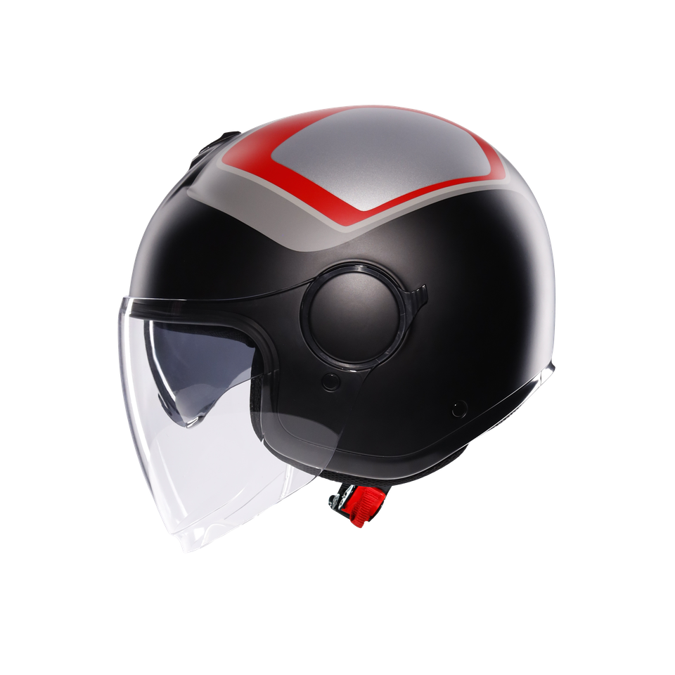 ETERES SCAGLIERI MATT GREY/RED - MOTORBIKE OPEN FACE HELMET E2206