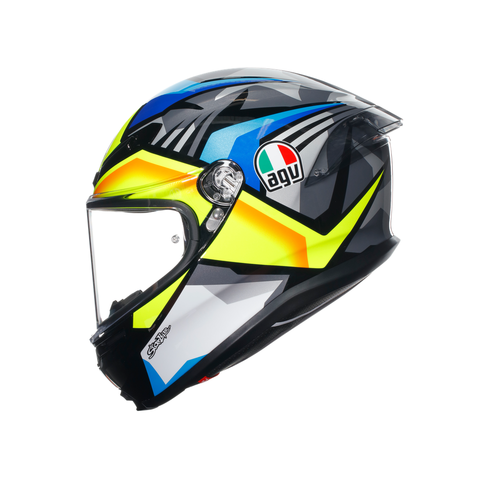 K6 S JOAN BLACK/BLUE/YELLOW - MOTORBIKE FULL FACE HELMET E2206