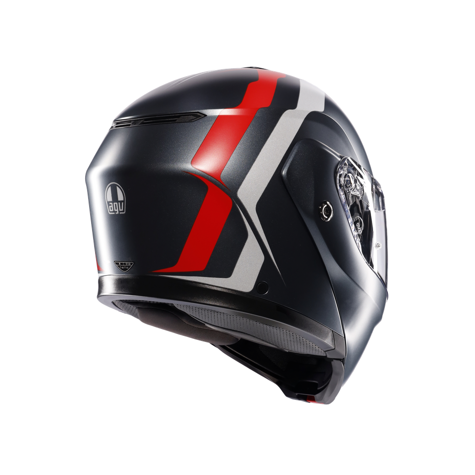 STREETMODULAR RESIA MATT GREY/SILVER/RED - MOTORBIKE FLIP UP HELMET E2206