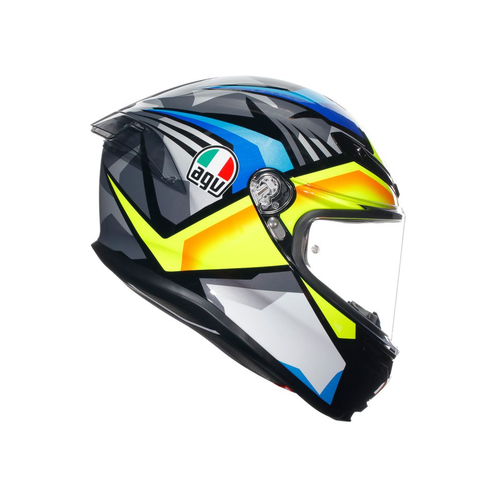 K6 S JOAN BLACK/BLUE/YELLOW - MOTORBIKE FULL FACE HELMET E2206