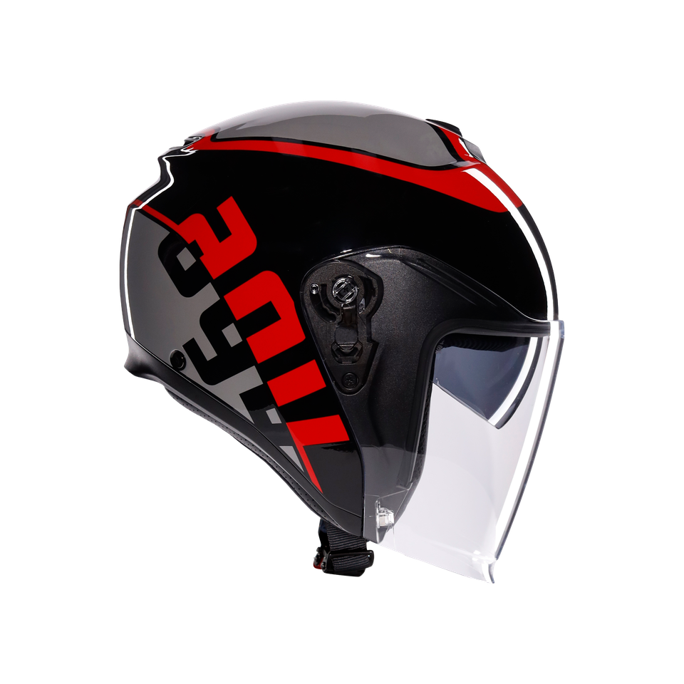 IRIDES MOTORBIKE OPEN FACE HELMET E2206 - VALENZA MATT GREY/BLACK/RED