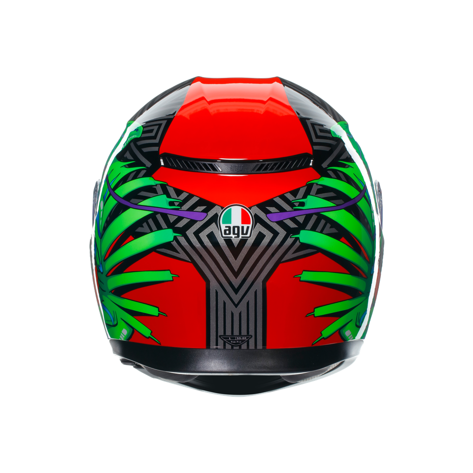 K3 KAMALEON BLACK/RED/GREEN - MOTORBIKE FULL FACE HELMET E2206