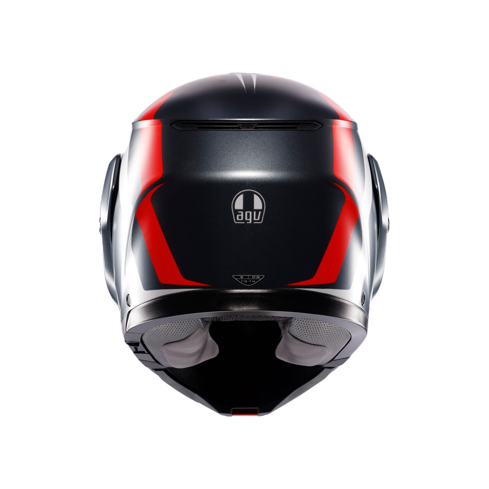 STREETMODULAR RESIA MATT GREY/SILVER/RED - MOTORBIKE FLIP UP HELMET E2206