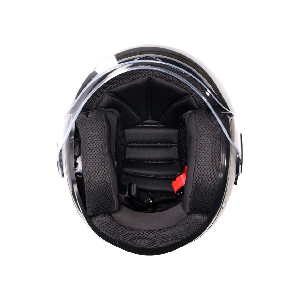 ETERES ANDORA MATT GREEN/BLACK - MOTORBIKE OPEN FACE HELMET E2206