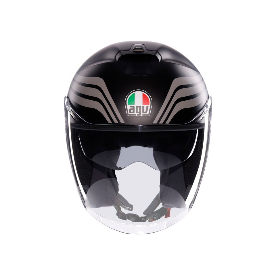 IRIDES BOLOGNA MATT BLACK/TRICOLORE - MOTORBIKE OPEN FACE HELMET E2206
