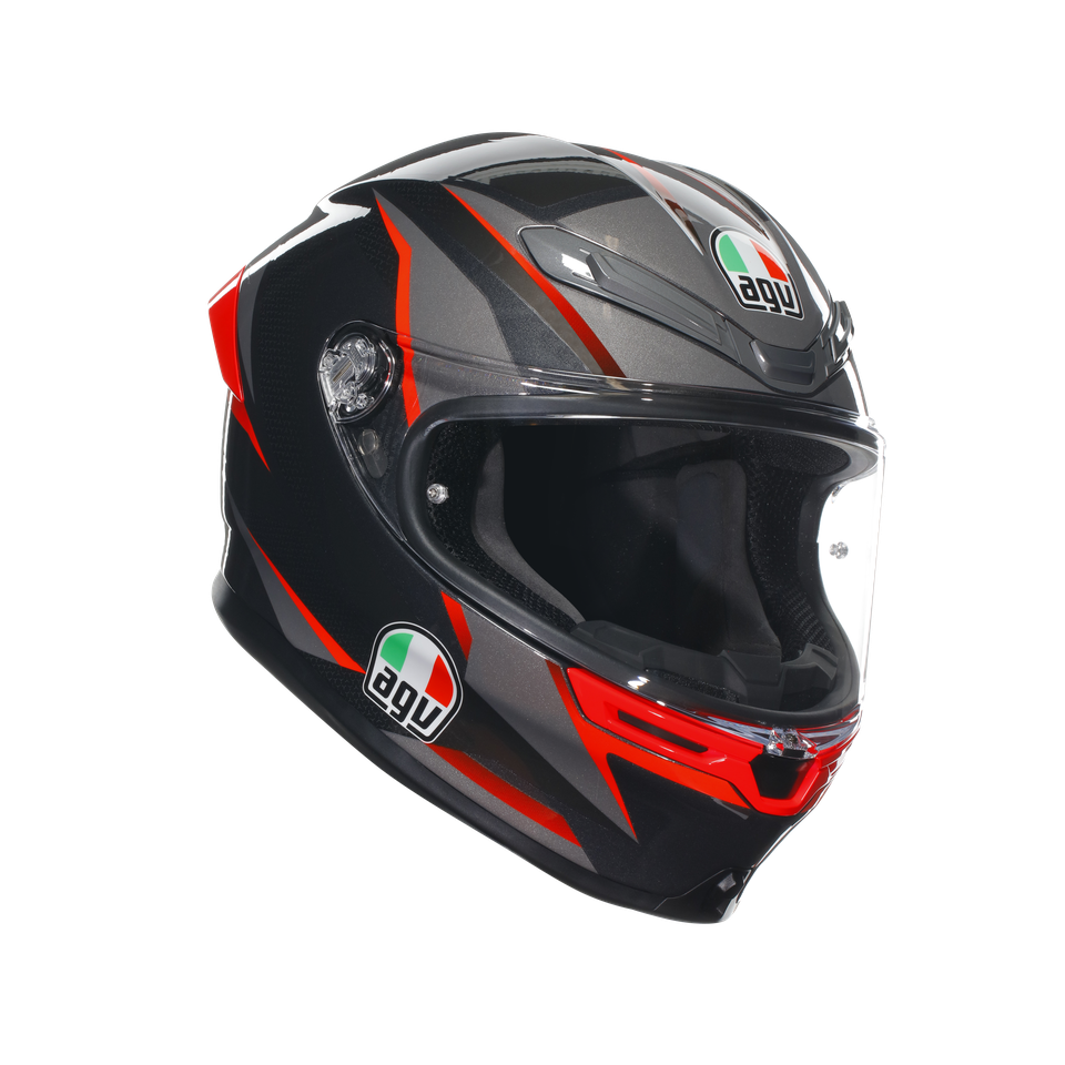 K6 S SLASHCUT BLACK/GREY/RED - MOTORBIKE FULL FACE HELMET E2206