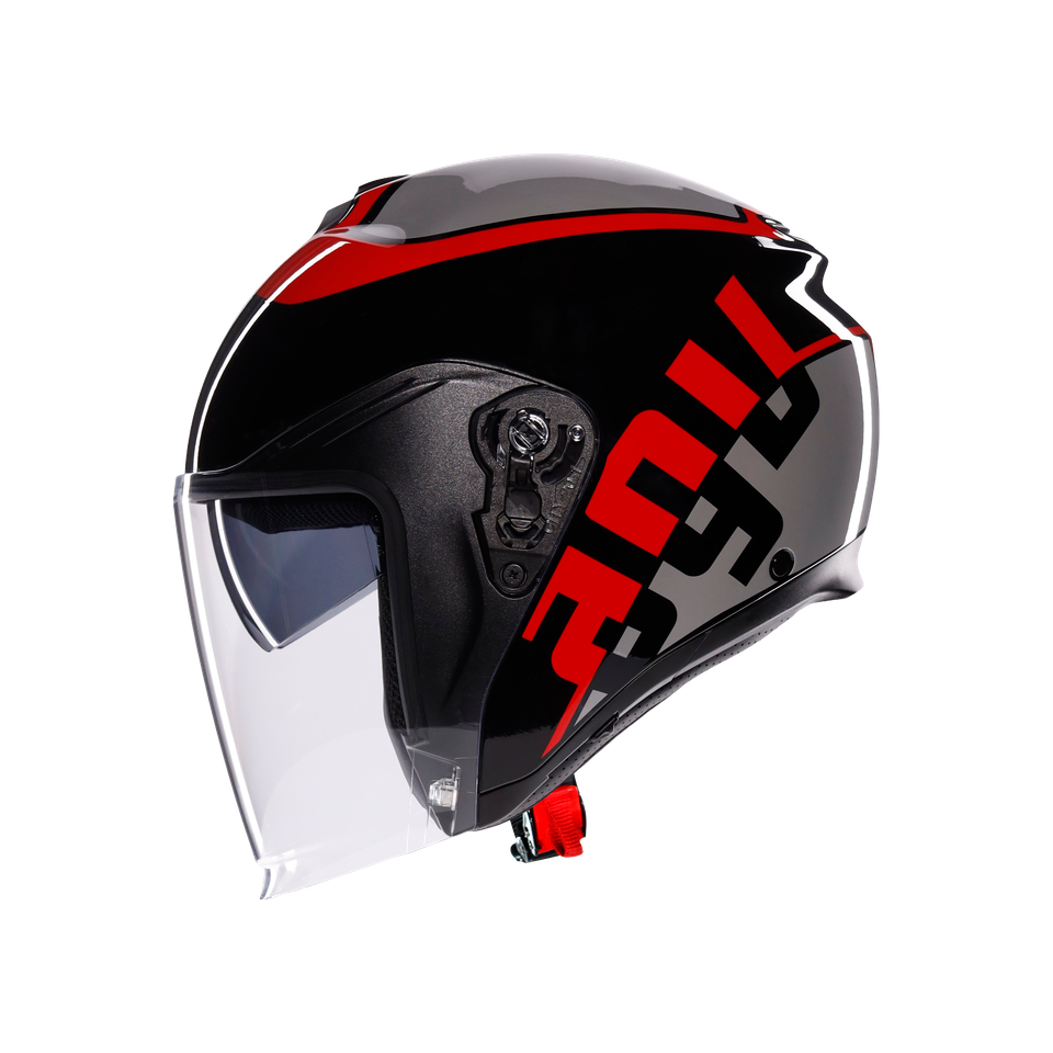 IRIDES MOTORBIKE OPEN FACE HELMET E2206 - VALENZA MATT GREY/BLACK/RED