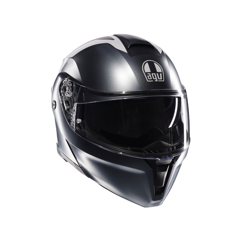 STREETMODULAR RESIA MATT GREY/SILVER/RED - MOTORBIKE FLIP UP HELMET E2206