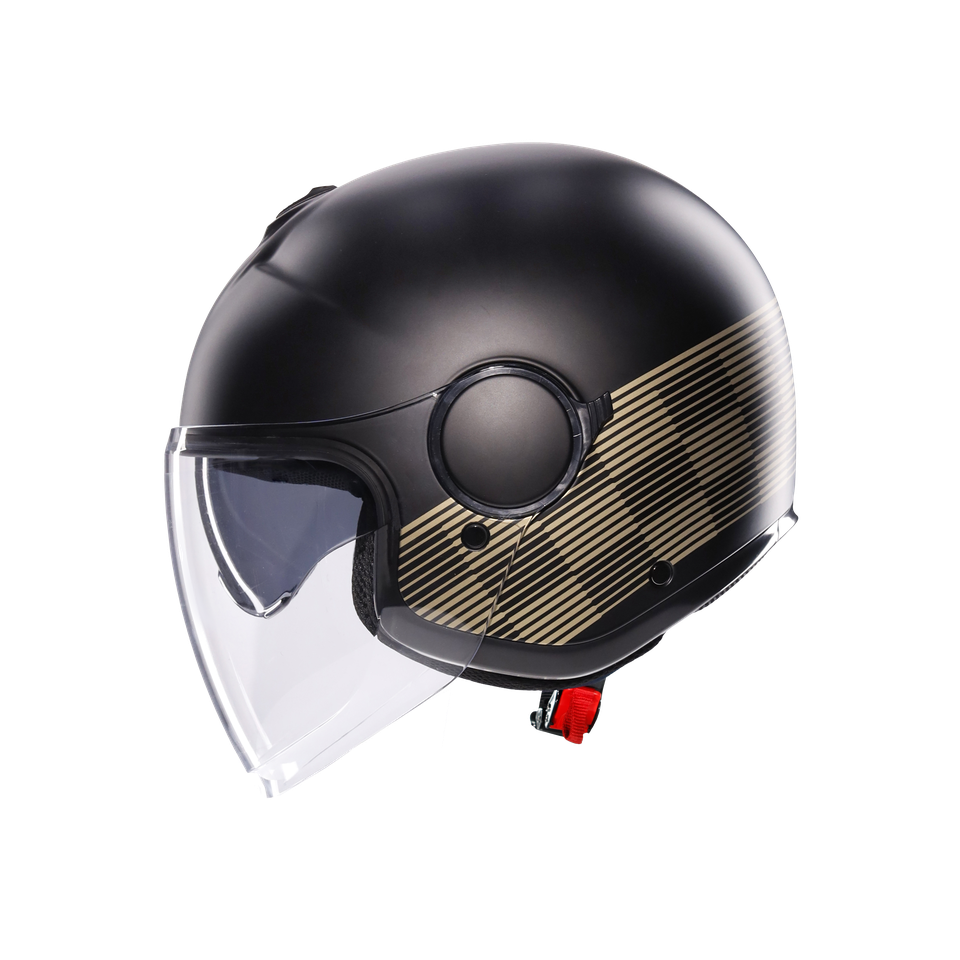 ETERES PONZA MATT BLACK/GOLD - MOTORBIKE OPEN FACE HELMET E2206