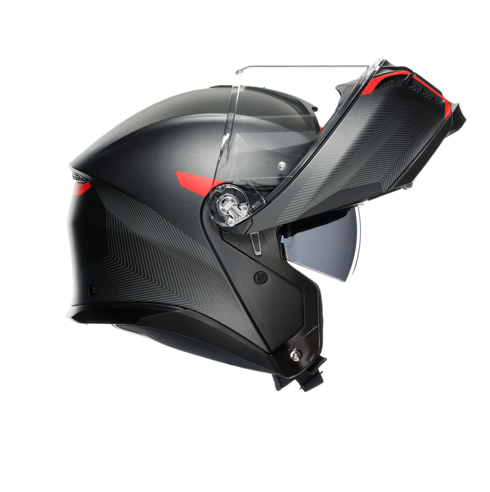 TOURMODULAR FREQUENCY MATT GUNMETAL/RED - MOTORBIKE FLIP UP HELMET E2206