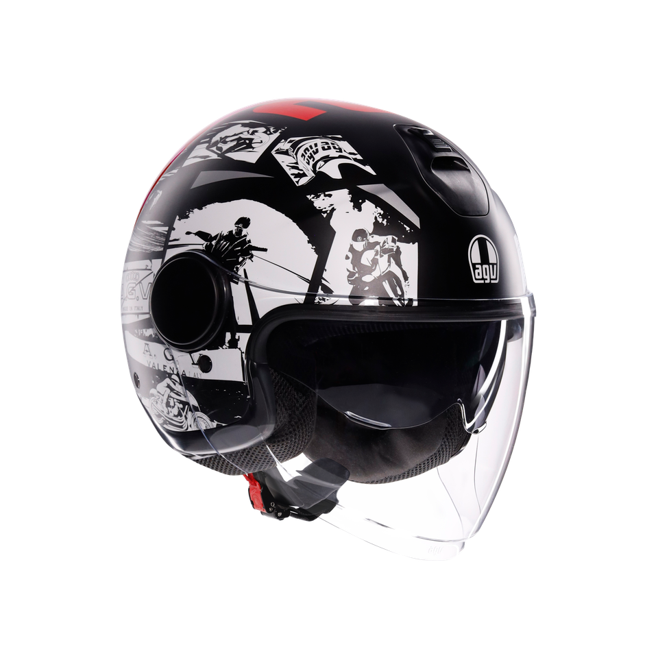 ETERES HISTORY MATT BLACK/WHITE/RED - MOTORBIKE OPEN FACE HELMET E2206