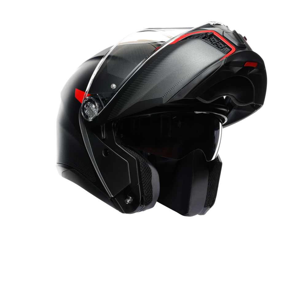 TOURMODULAR FREQUENCY MATT GUNMETAL/RED - MOTORBIKE FLIP UP HELMET E2206