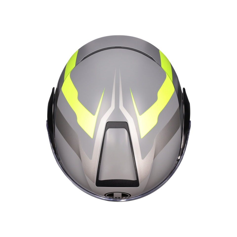 STREETMODULAR RESIA MATT GREY/BLACK/YEL FLUO - MOTORBIKE FLIP UP HELMET E2206