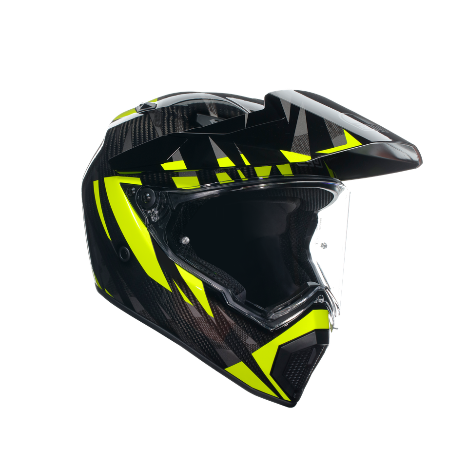 AX9 STEPPA CARBON/GREY/YELLOW FLUO - MOTORBIKE FULL FACE HELMET E2206