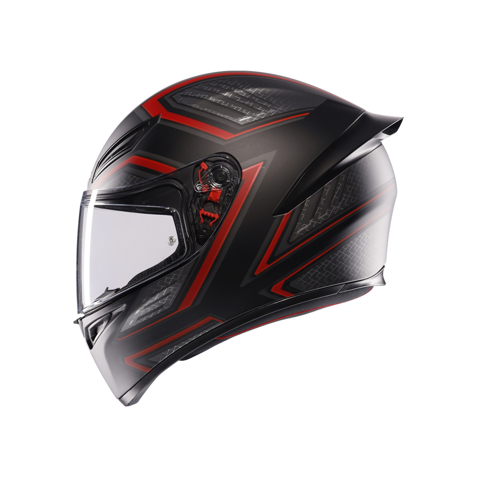 K1 S SLING MATT BLACK/RED - MOTORBIKE FULL FACE HELMET E2206