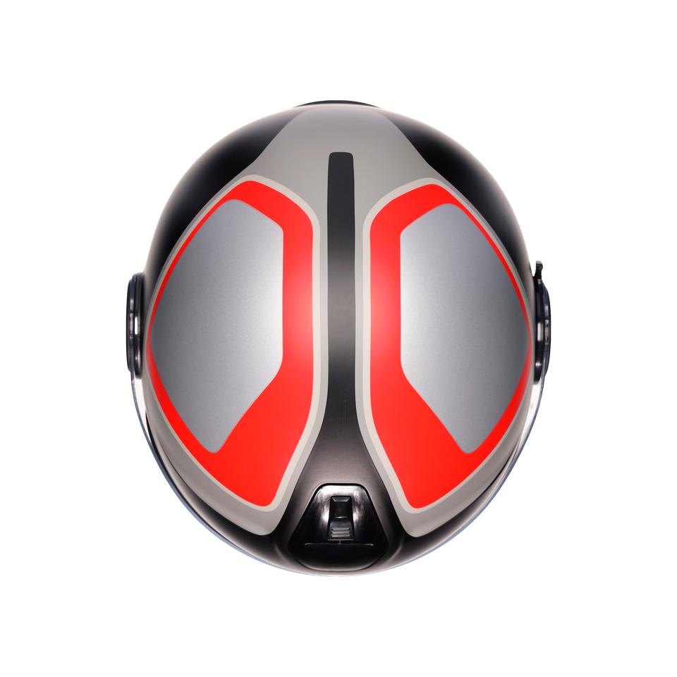 ETERES SCAGLIERI MATT GREY/RED - MOTORBIKE OPEN FACE HELMET E2206