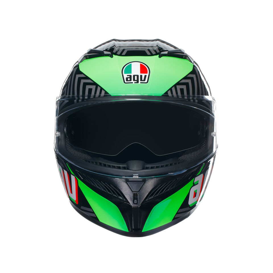 K3 KAMALEON BLACK/RED/GREEN - MOTORBIKE FULL FACE HELMET E2206