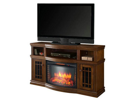 Glendon Electric Fireplace Entertainment Center in Burnished Pecan