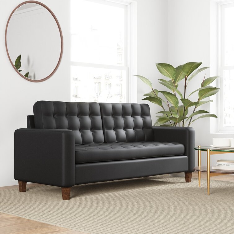 Milton 76” Vegan Leather Square Arm Sofa