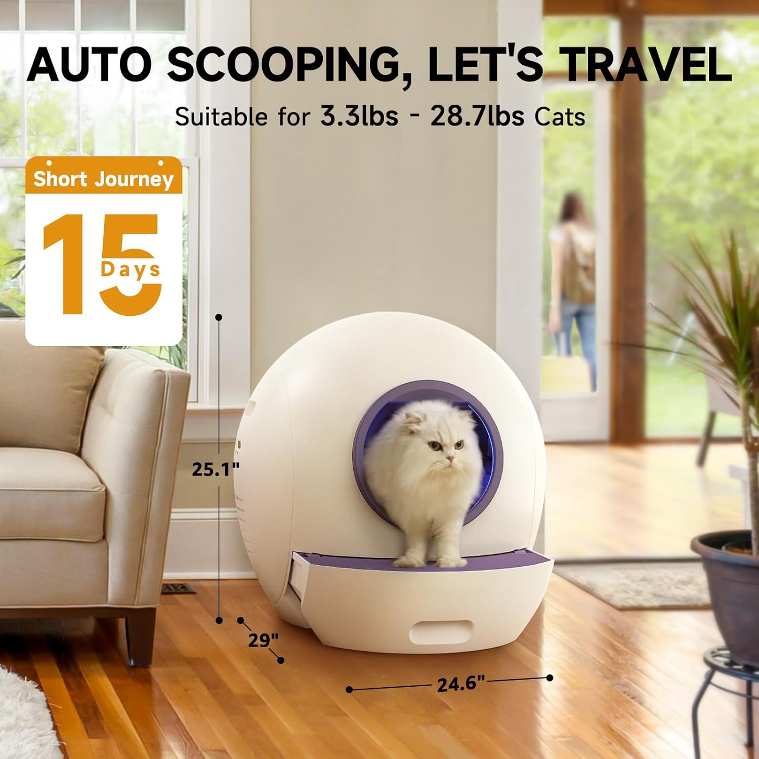 Self Cleaning Litter Box for Cats, Nafcefi Automatic Cat Litter Box Self Cleaning Extra Large, Robot Litter Box Self Cleaning App Control/Odor Removal/Safety Protection Litter Box