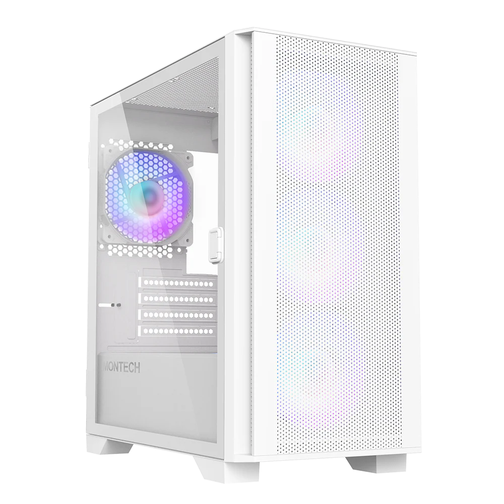 Montech Air 100 ARGB Weiß – Micro ATX. gehärtetes Glas. 4x ARGB-Lüfter im Lieferumfang enthalten
