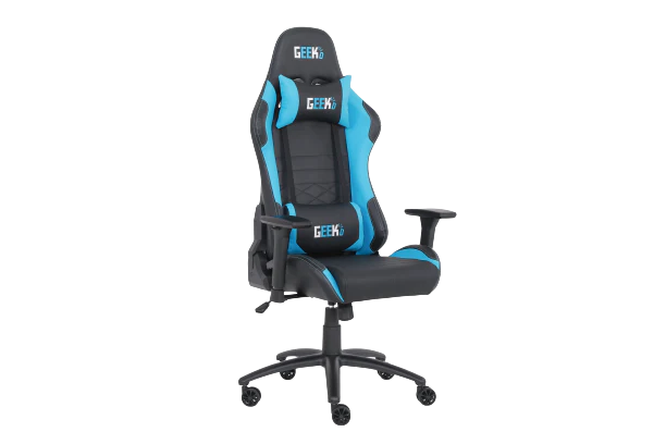 Geekd Vulcan Gaming-Stuhl. Schwarz/Blau – Oberseite aus PU-Leder – bis zu 120 kg