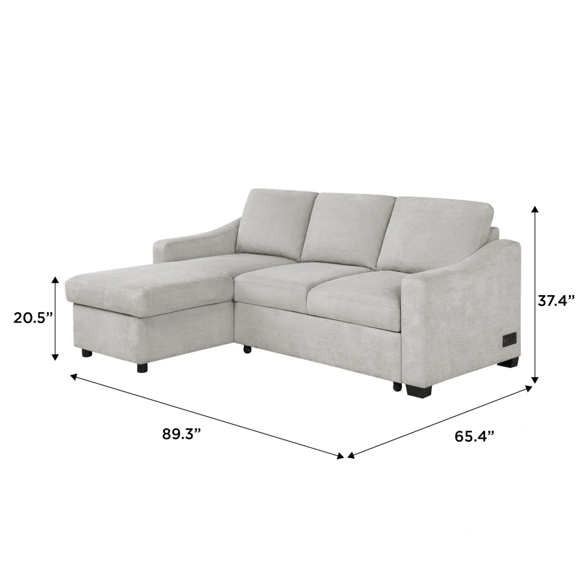 Coddle Aria Fabric Sleeper Sofa with Reversible Chaise and Storage.Beige/Gray - Online Shop