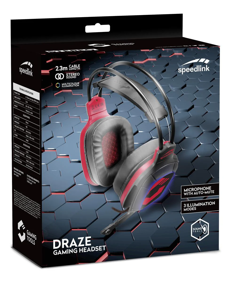 SpeedLink DRAZE Gaming-Headset. schwarz