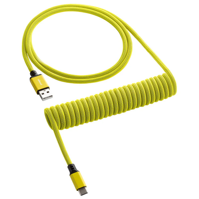 CableMod Classic Spiral-Tastaturkabel USB-C auf USB Typ A. Dominatorgelb – 150 cm