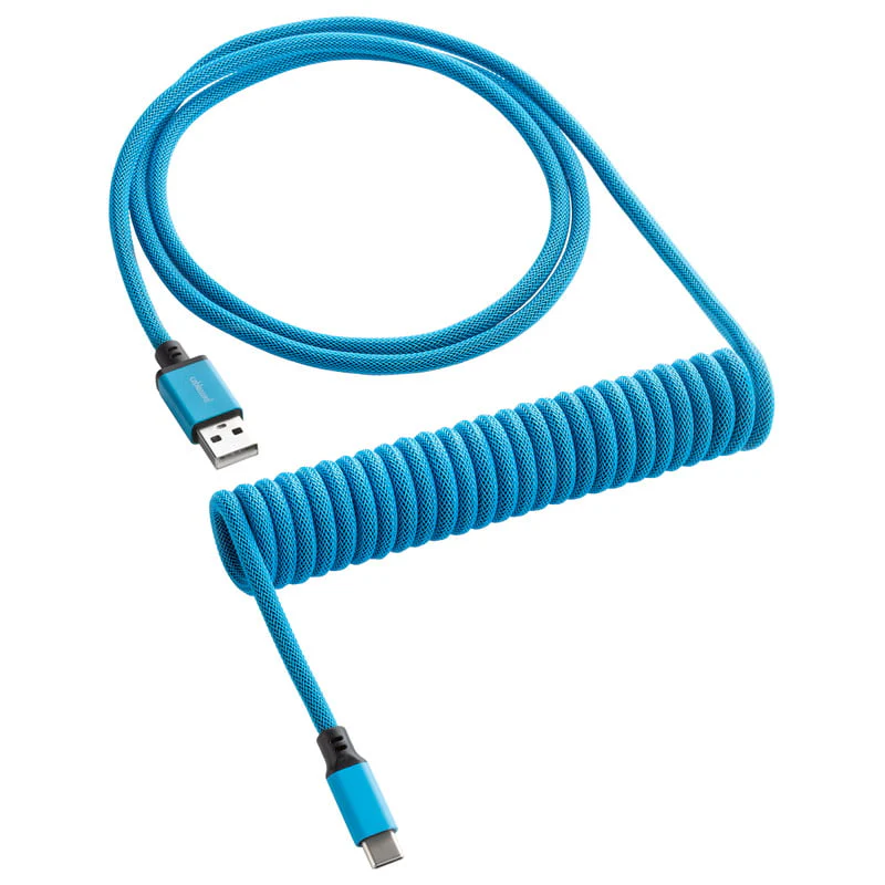 CableMod Classic Spiral-Tastaturkabel USB-C auf USB Typ A. Specturm Blue – 150 cm