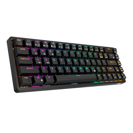 Trådløs mekanisk tastatuer mechanical keyboard Royal Kludge RK837 RGB. Brun switch (sort)