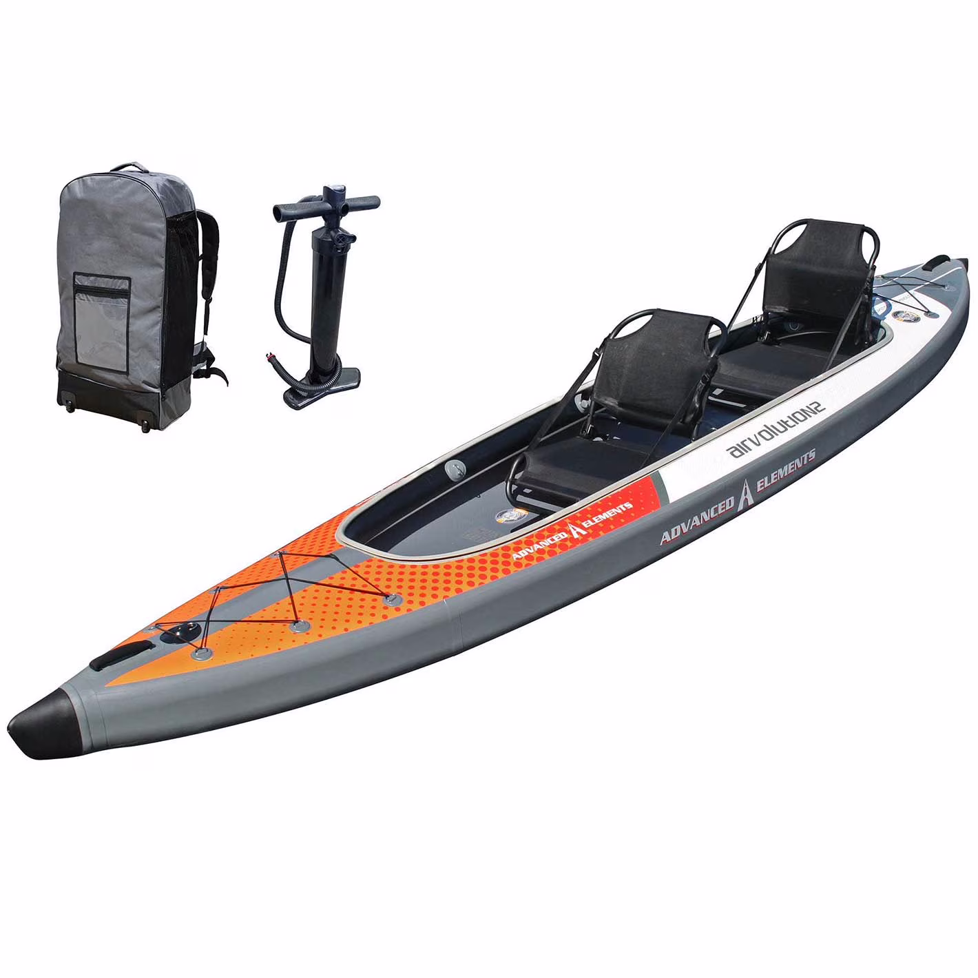 Advanced Elements AirVolution? 2 Pro - Inflatable Kayak with Pump - Recreational Tandem Kayak - 14.5 ft - Orange