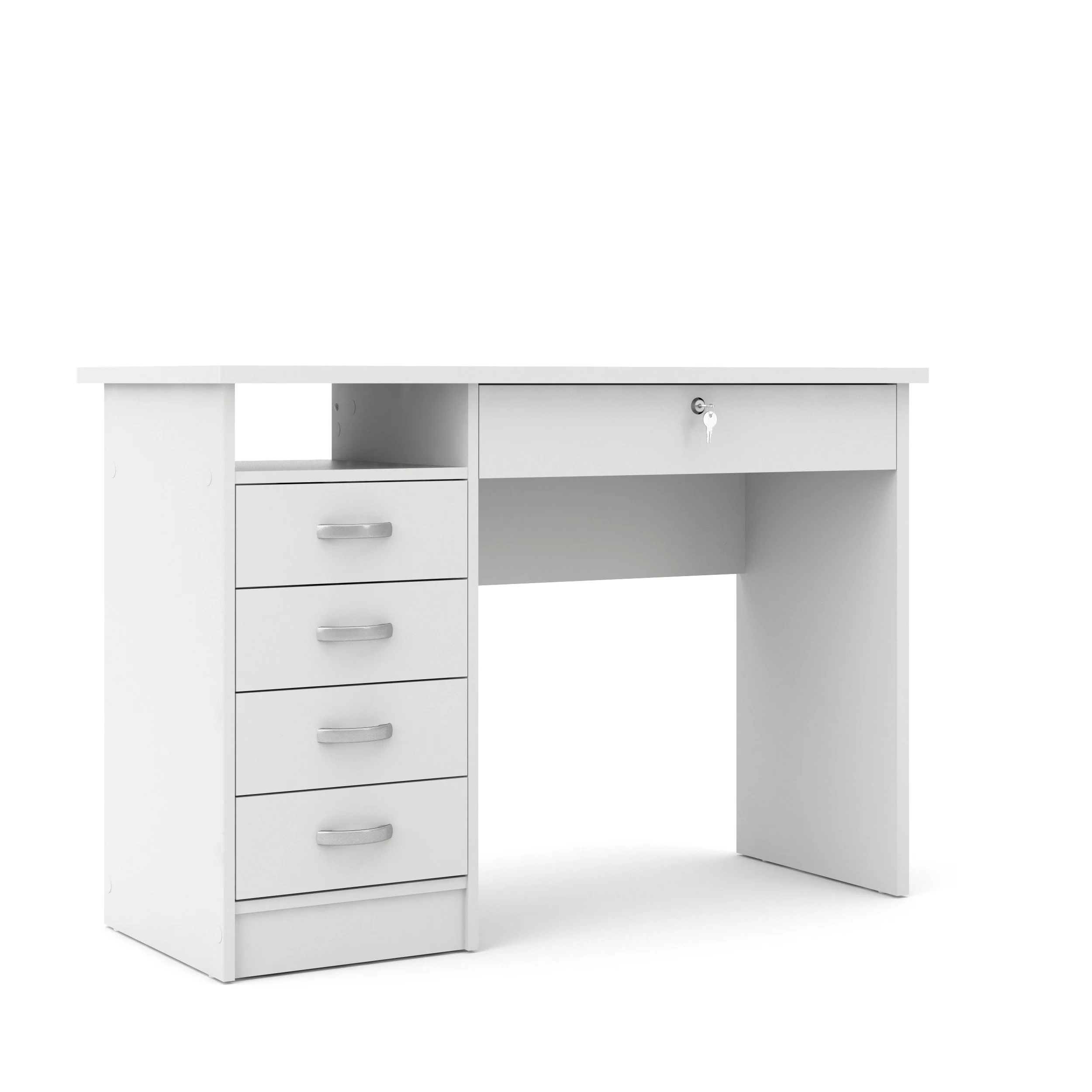Tvilum Walden 5 Drawer Office Desk with 1 Locking Drawer for Adults, White