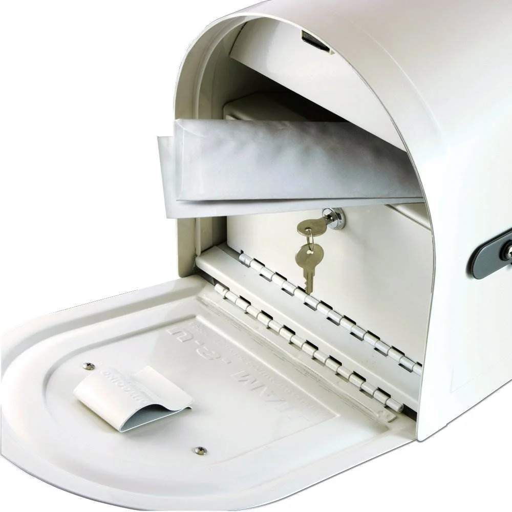 Gibraltar Mailboxes Reliant Locking Steel Residential Post Mount Mailbox, White