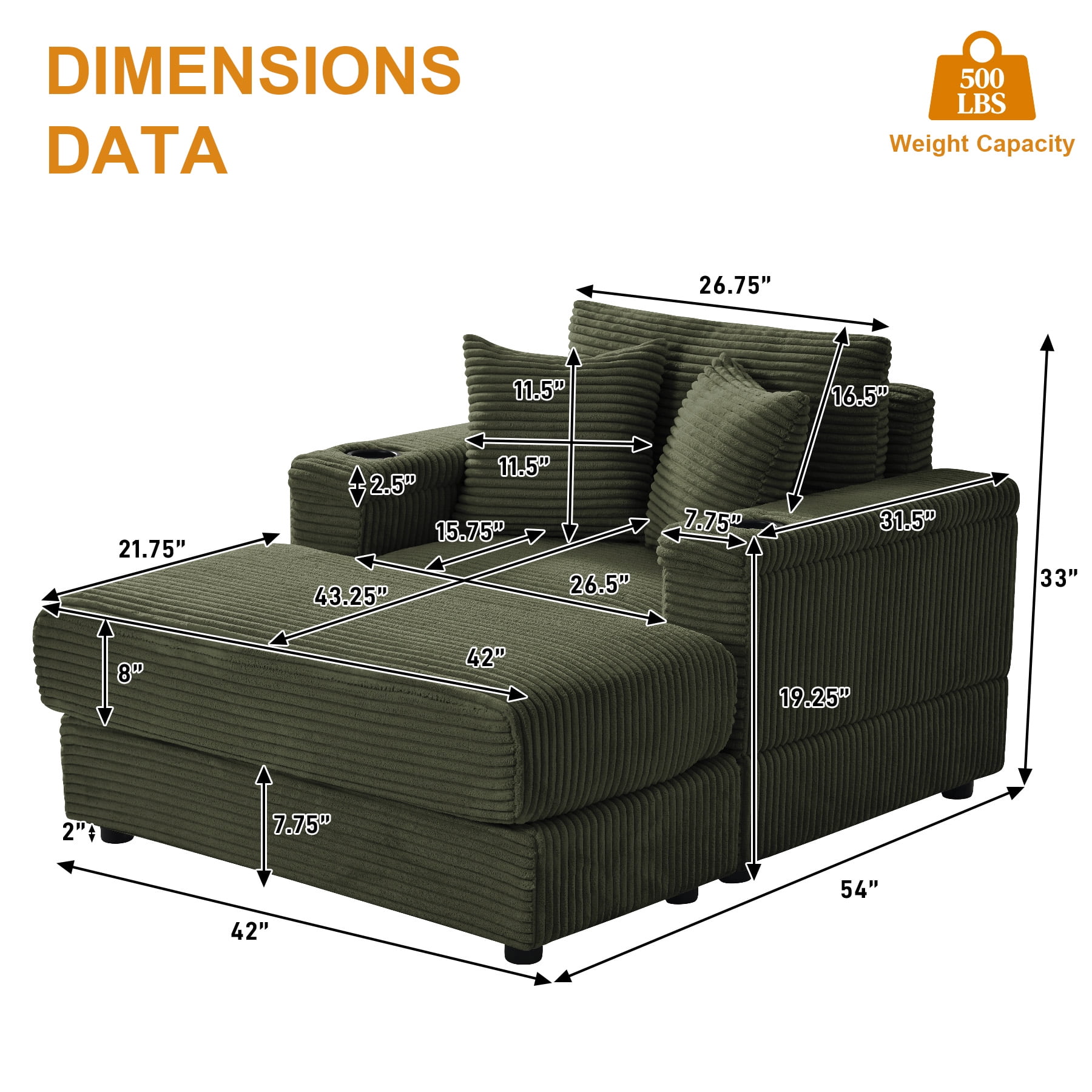 Wiilayok Oversized Lounge Chair Indoor,54