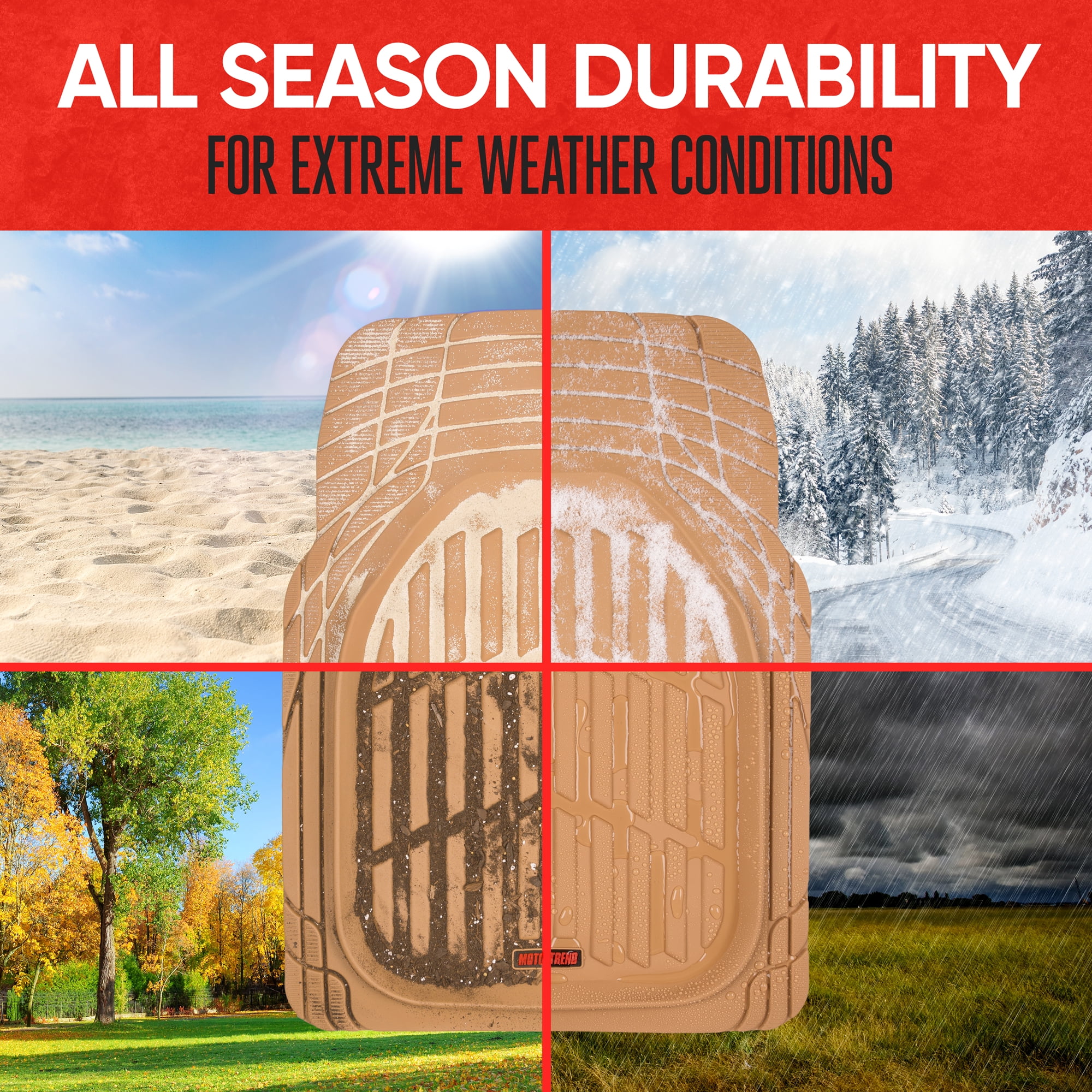 Motor Trend Original FlexTough Black Rubber Car Floor Mats with Trunk Cargo Liner - All Weather Automotive Floor Mats, Heavy Duty Trim to Fit Design, Floor Liners for Cars Truck Van SUV