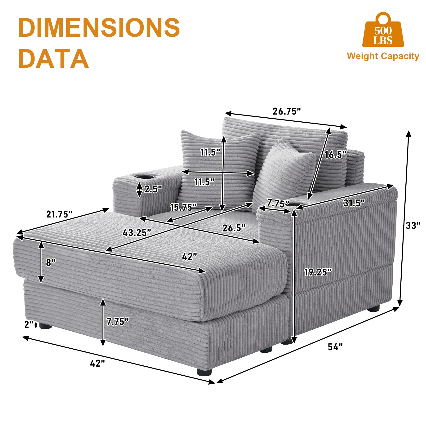 Wiilayok Oversized Lounge Chair Indoor,54