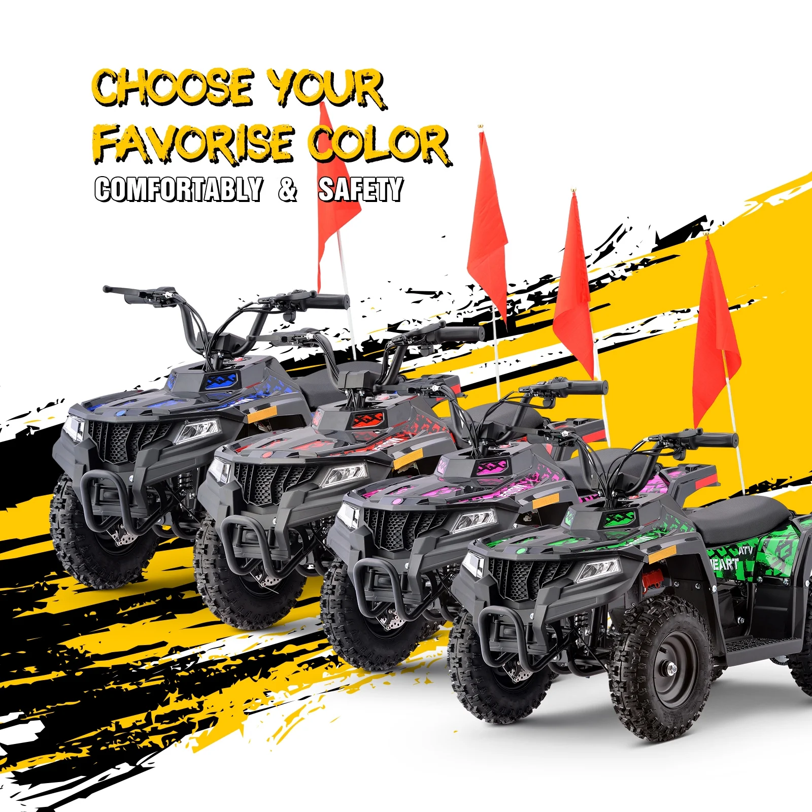 HOVER HEART Electric Dirt Quad, 36V 500W 4-Wheeler, Dual Suspensions, Age 13+