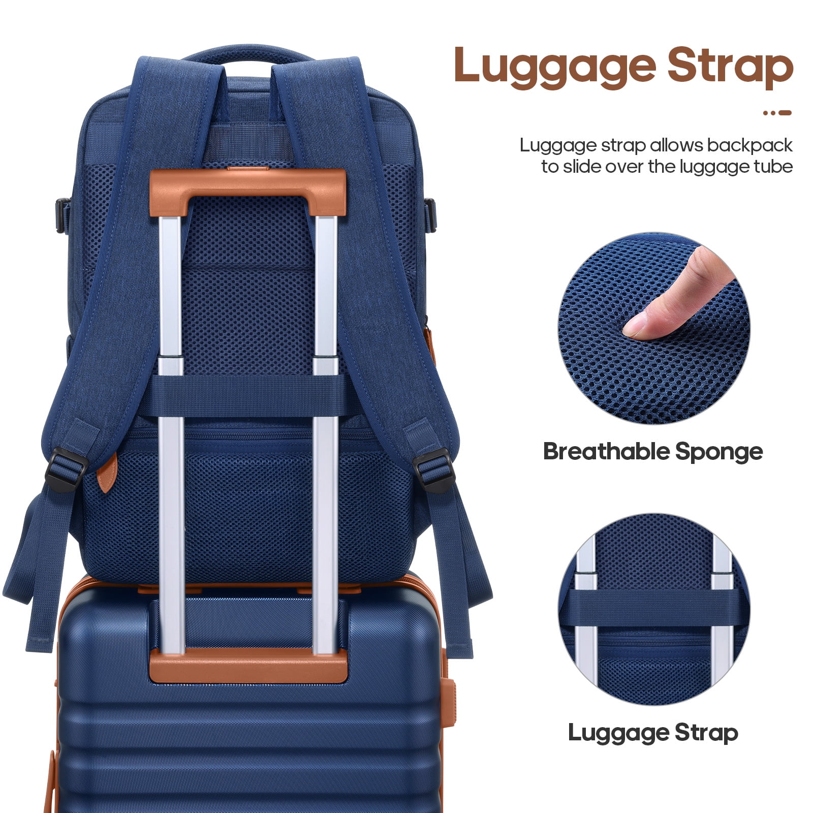 UKEIN Luggage Sets 3 Piece, Carry On Luggage with Wheels, 20 Inch Hardshell Suitcase with TSA Lock, 100% PC Carry On Suitcases Airline Approved With Travel Backpack for Men Women