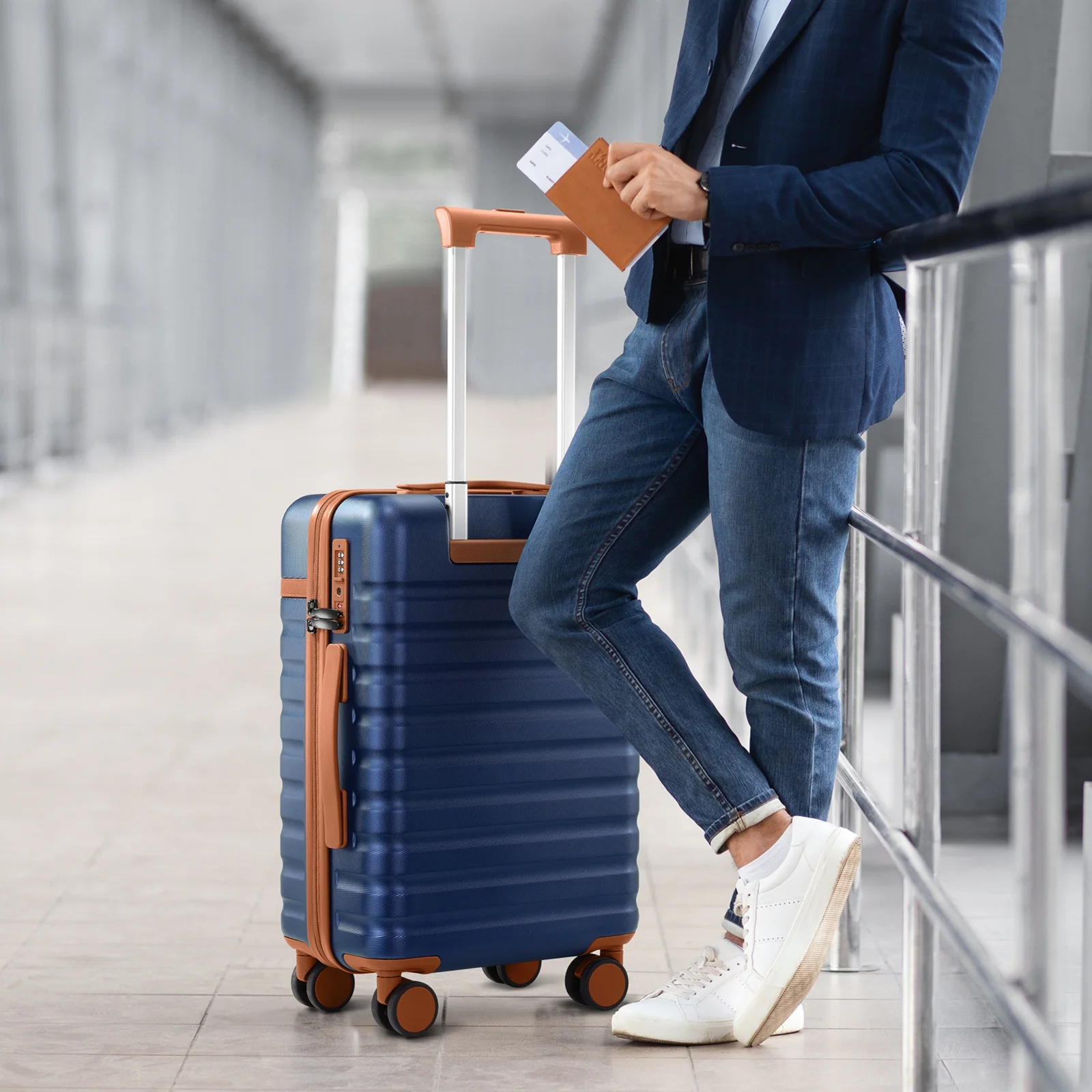 UKEIN Luggage Sets 3 Piece, Carry On Luggage with Wheels, 20 Inch Hardshell Suitcase with TSA Lock, 100% PC Carry On Suitcases Airline Approved With Travel Backpack for Men Women