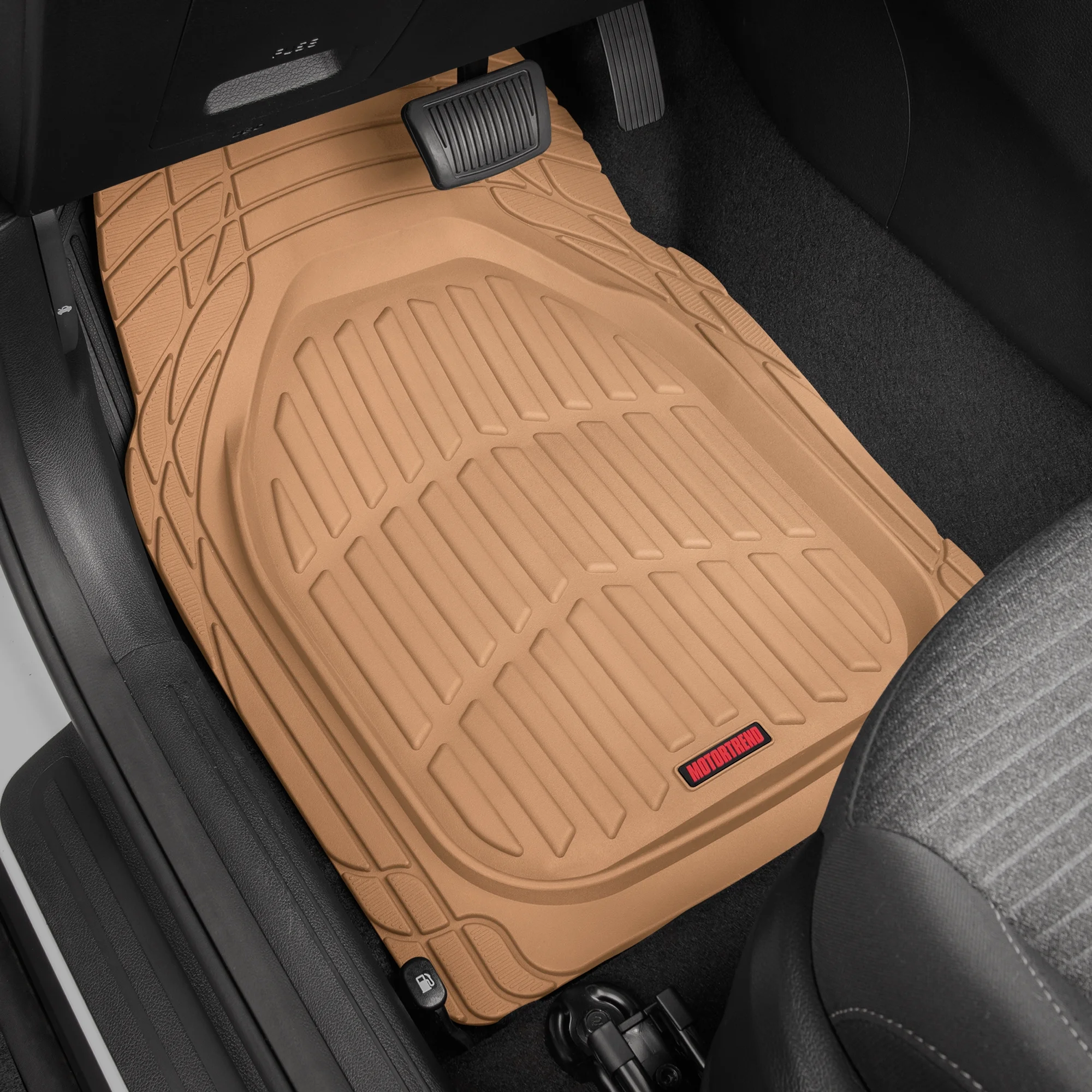 Motor Trend Original FlexTough Black Rubber Car Floor Mats with Trunk Cargo Liner - All Weather Automotive Floor Mats, Heavy Duty Trim to Fit Design, Floor Liners for Cars Truck Van SUV