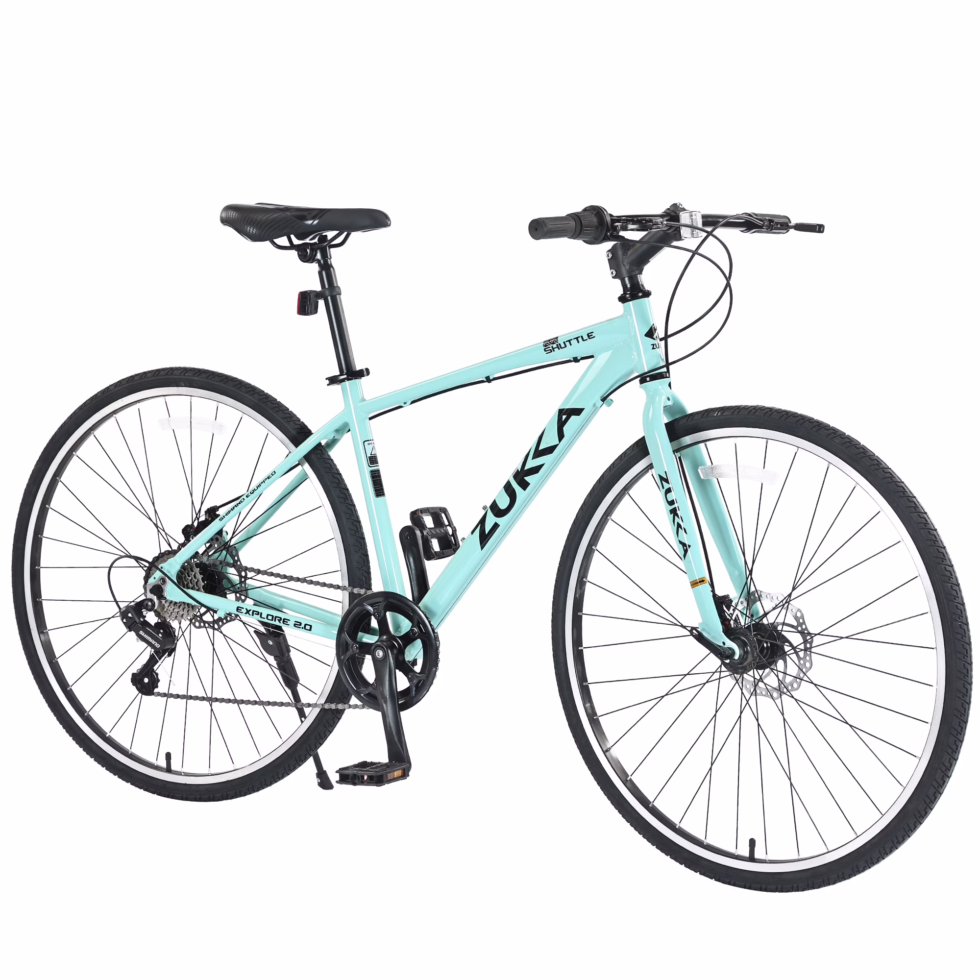 700C Hybrid Road Bike Shimano 7-Speed Adult Bike Aluminum Frame City Bicycle for Men Women, Green