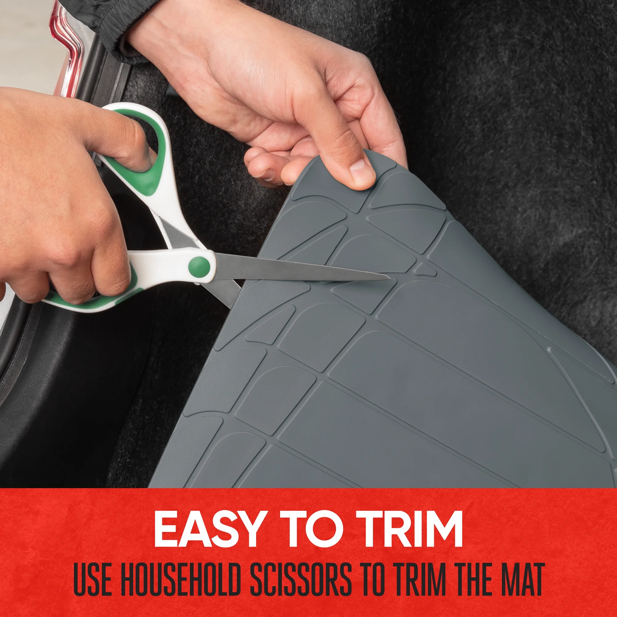 Motor Trend Original FlexTough Black Rubber Car Floor Mats with Trunk Cargo Liner - All Weather Automotive Floor Mats, Heavy Duty Trim to Fit Design, Floor Liners for Cars Truck Van SUV