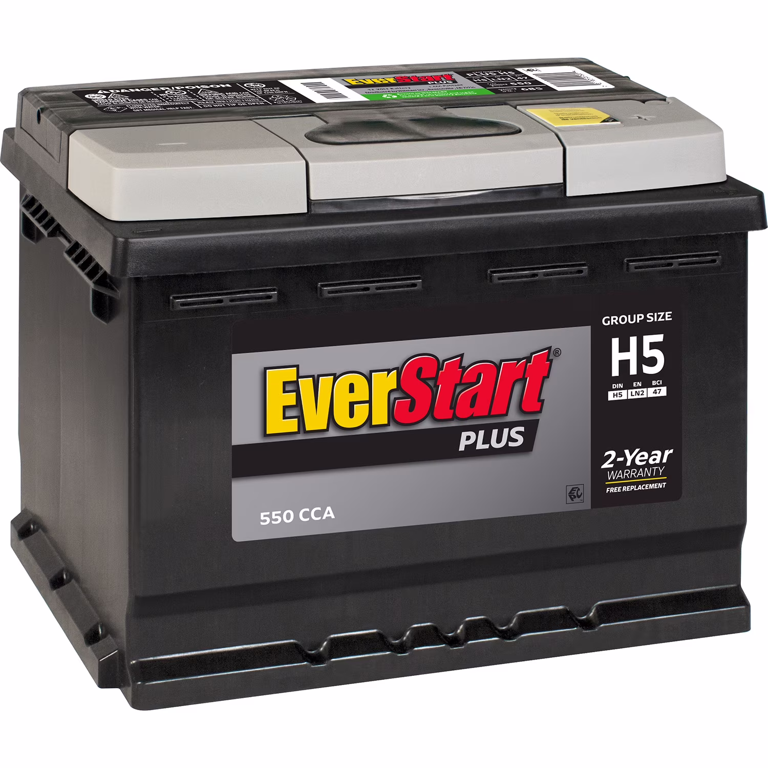 EverStart Plus Lead Acid Automotive Battery, Group Size H5 / LN2 / 47 12 Volt, 550 CCA 80RC