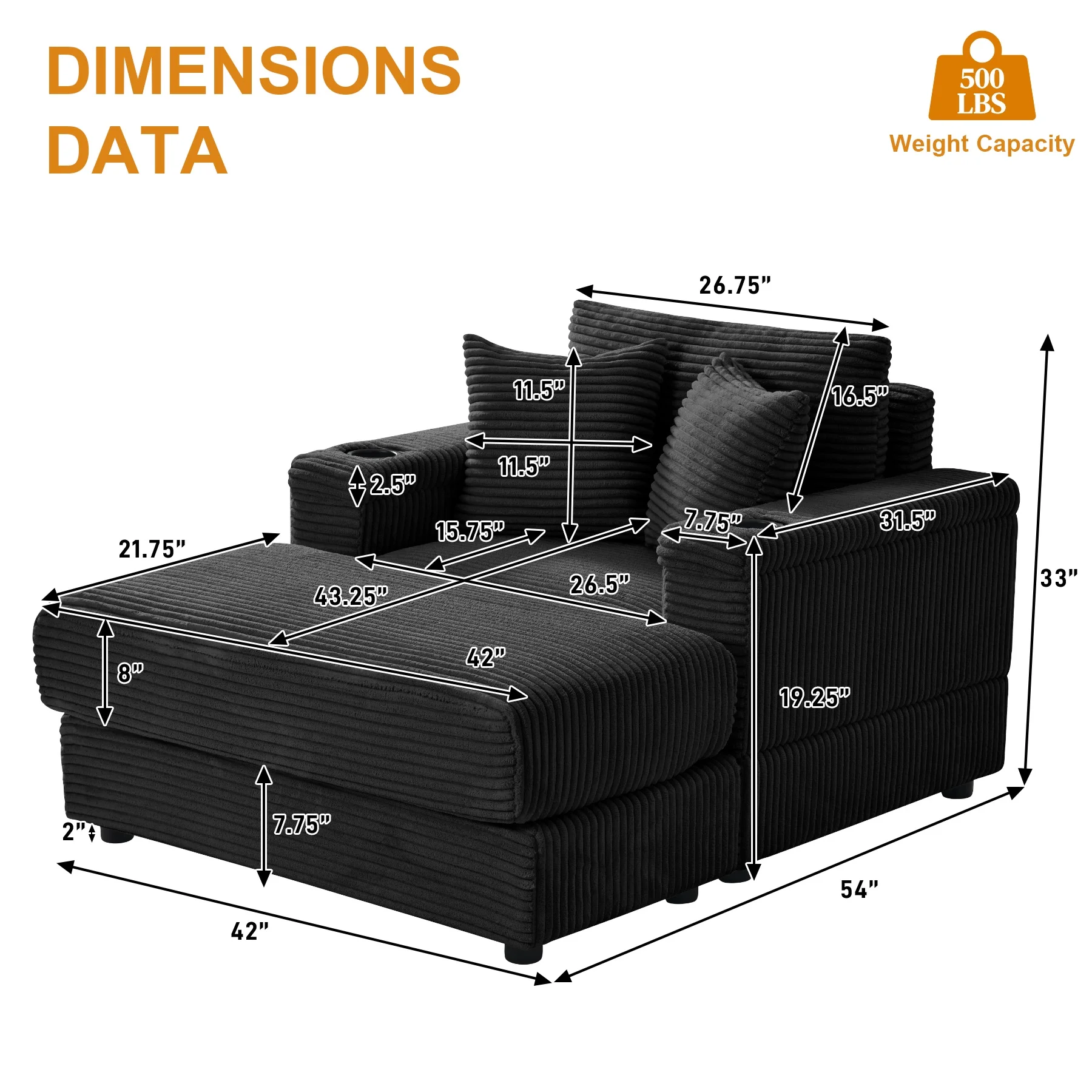 Wiilayok Oversized Lounge Chair Indoor,54