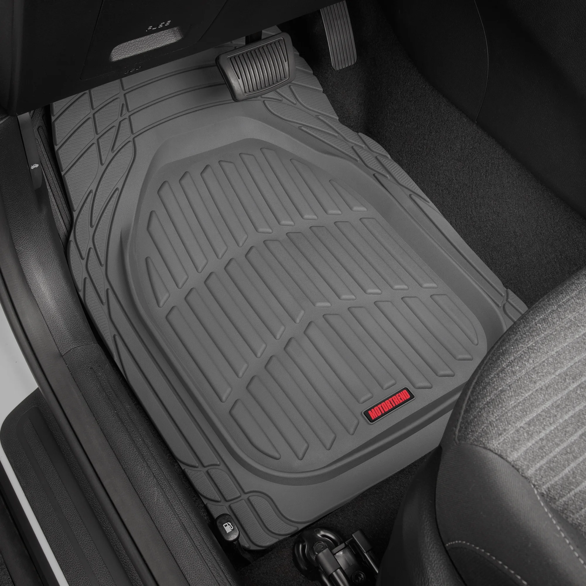 Motor Trend Original FlexTough Black Rubber Car Floor Mats with Trunk Cargo Liner - All Weather Automotive Floor Mats, Heavy Duty Trim to Fit Design, Floor Liners for Cars Truck Van SUV