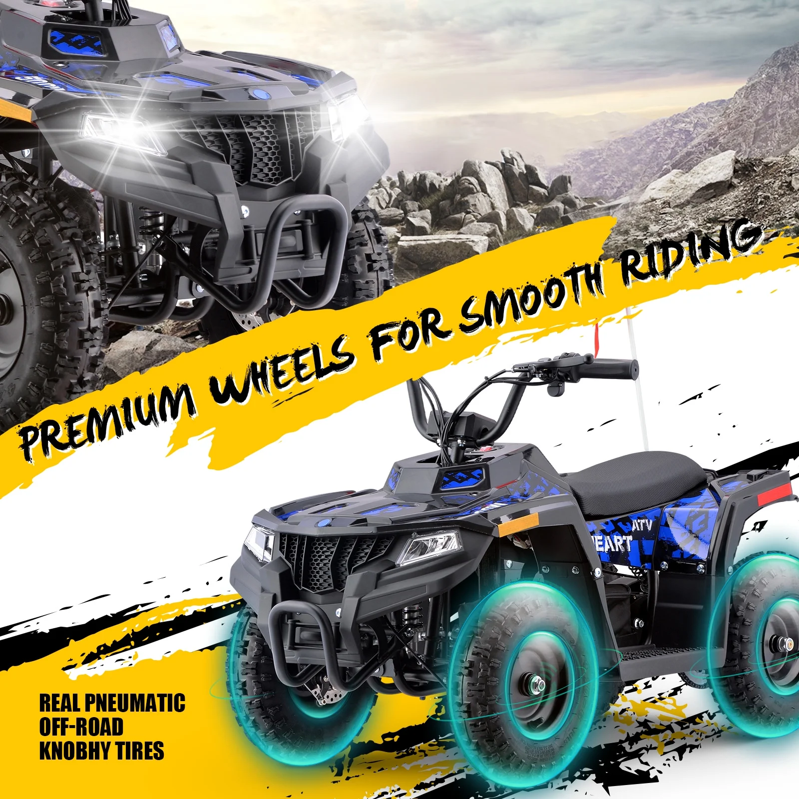 HOVER HEART Electric Dirt Quad, 36V 500W 4-Wheeler, Dual Suspensions, Age 13+