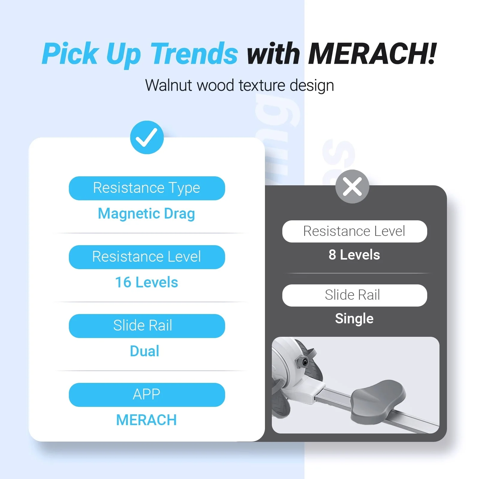 MERACH Magnetic Rowing Machine Quiet 16 Levels of Resistance Bluetooth Black Rower for Home Workout