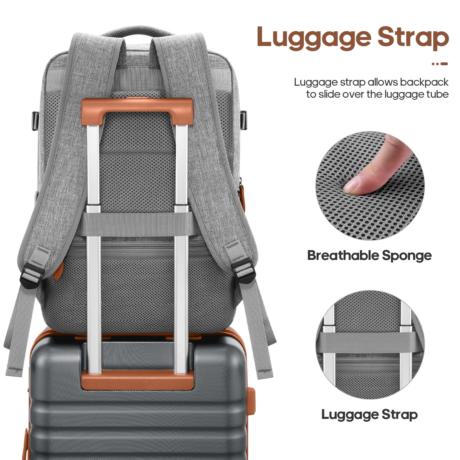 UKEIN Luggage Sets 3 Piece, Carry On Luggage with Wheels, 20 Inch Hardshell Suitcase with TSA Lock, 100% PC Carry On Suitcases Airline Approved With Travel Backpack for Men Women